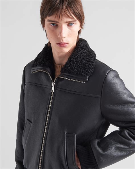 shearling coat prada|Black Shearling Fur Coat .